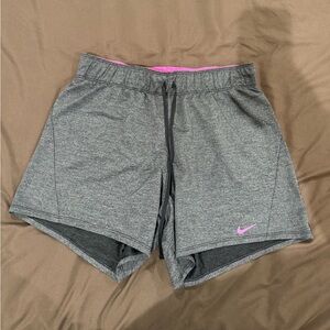 Nike Women's Athletic Shorts in Gray with Pink Details